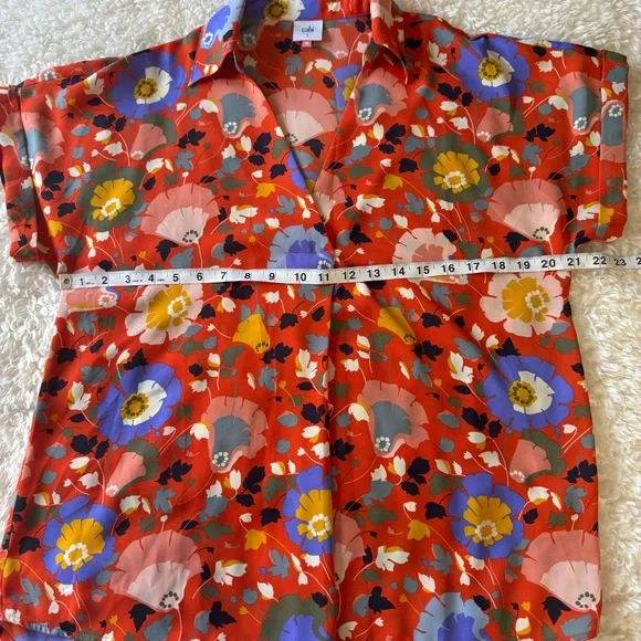 CABI #5892 Visionary Replay Womens Orange Floral V-neck Shirt Size Small - Picture 5 of 9
